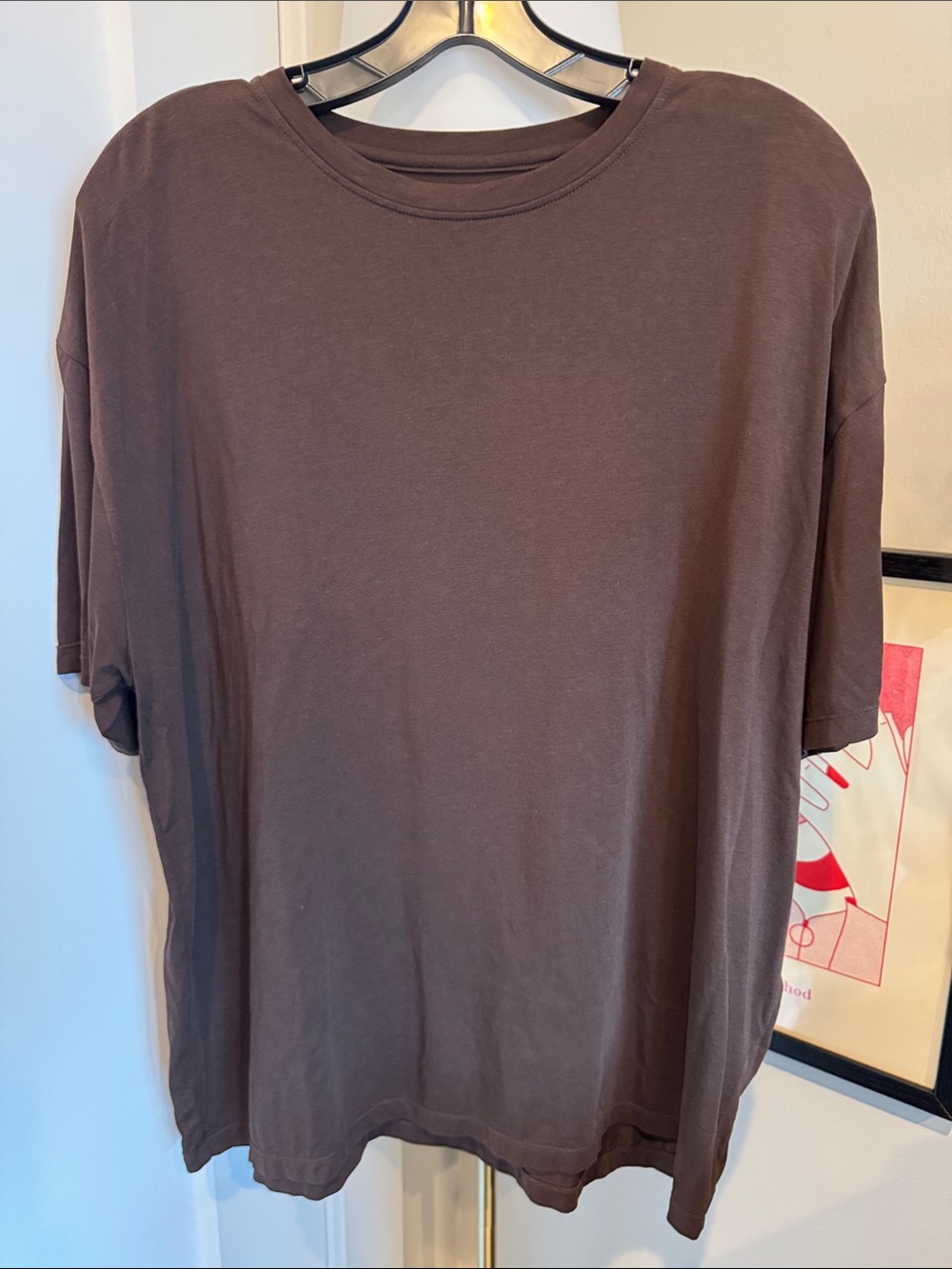 The Gym People Classic Women’s Oversized Crewneck T-Shirt in Brown, Size M